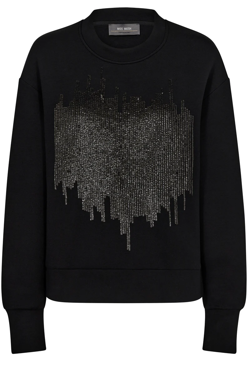Dakota O-LS Glam Sweatshirt | Black | Sweats fra Mos Mosh - Image 2