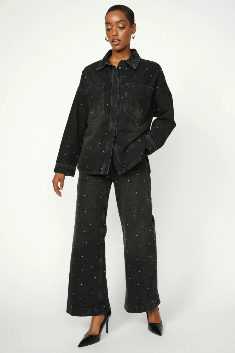 Dara Studs Jeans Regular | Dark Grey Denim | Jeans fra Mos Mosh - Image 5