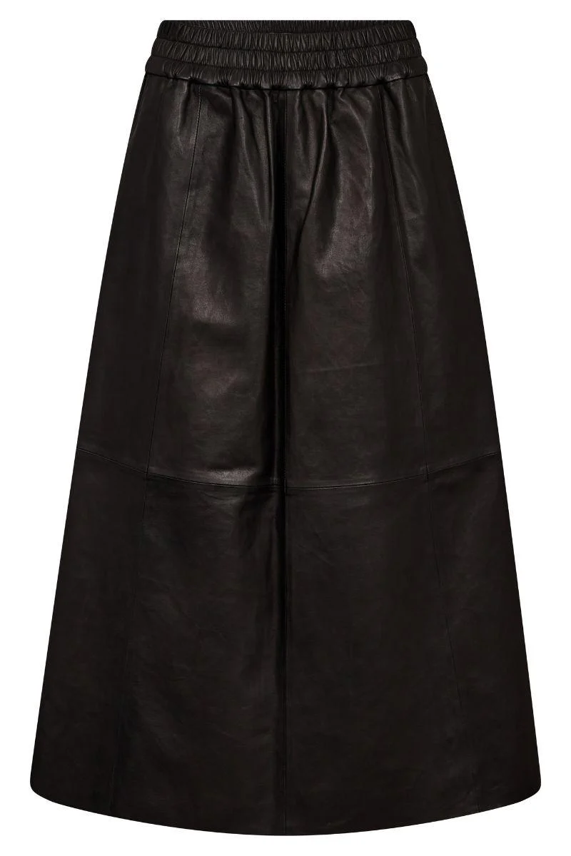 Deena Leather Skirt | Black | Nederdel fra Mos Mosh - Image 2