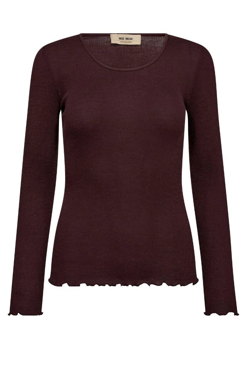 Elaine O-LS Seamless Tee | Fudge | T-shirt fra Mos Mosh - Image 2