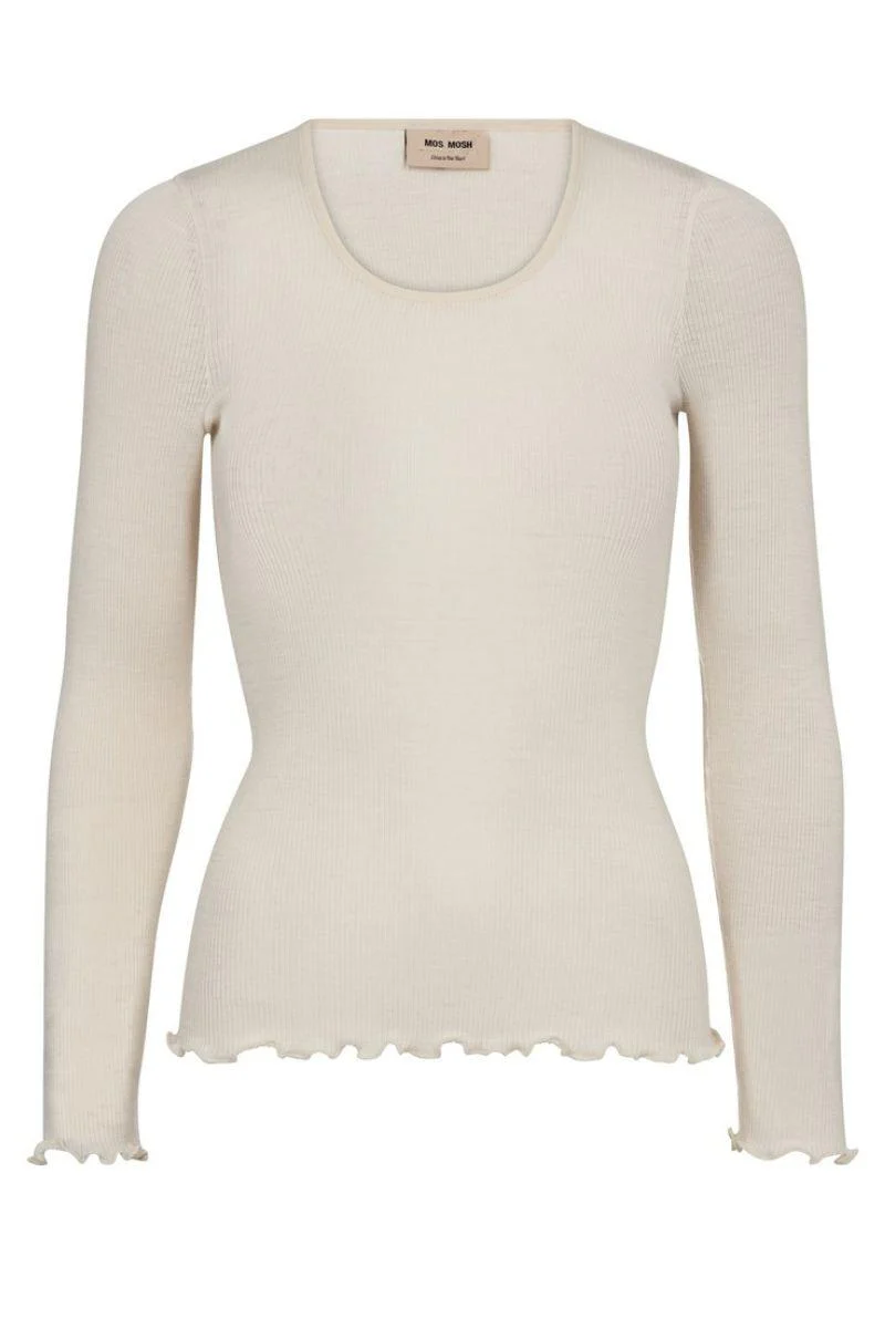 Elaine Seamless Silk O-LS Tee | Ecru | T-shirt fra Mos Mosh