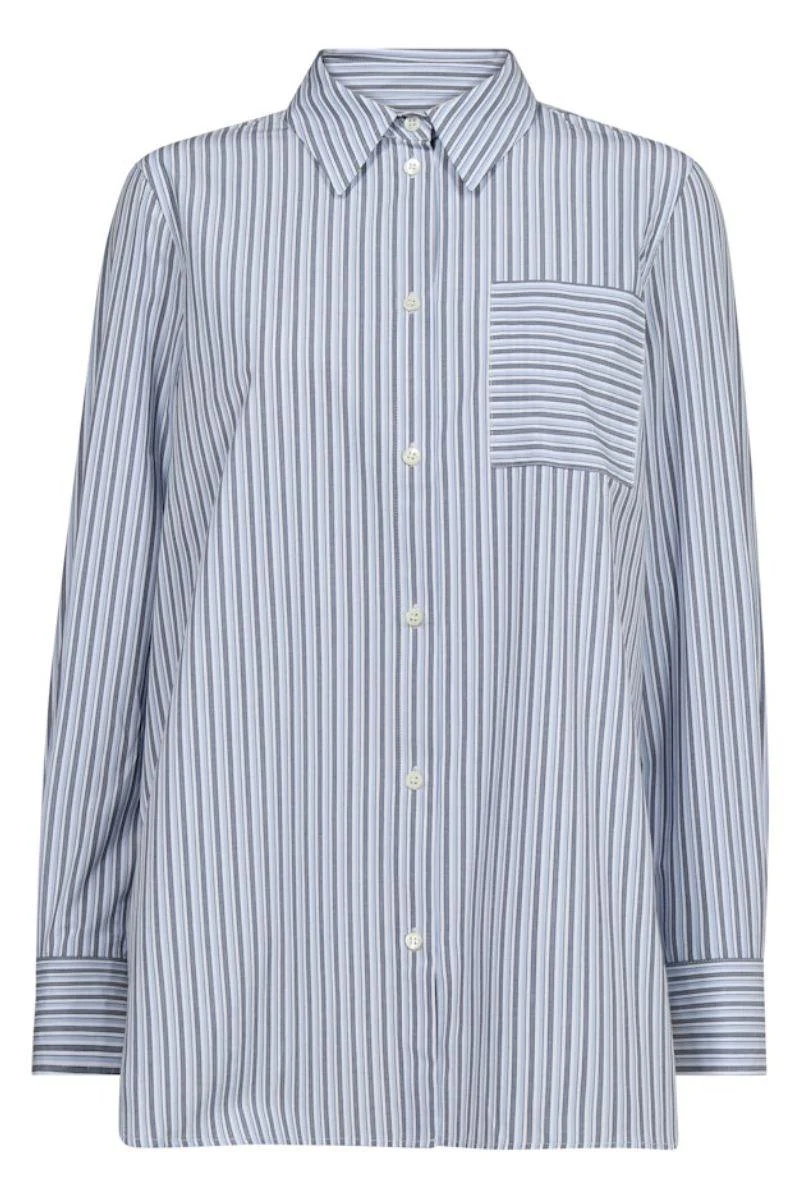 Elinda Slim Stripe Shirt | Brunnera Blue | Skjorte fra Mos Mosh - Image 2