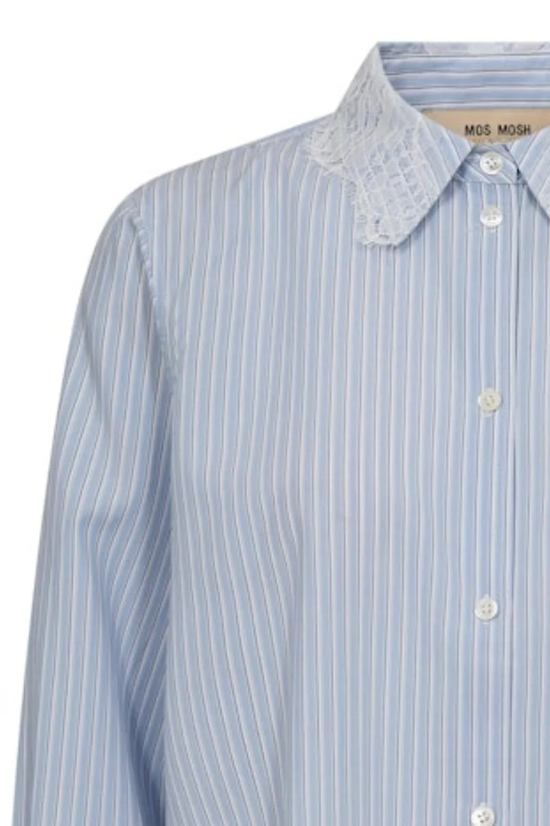 Elinda Stripe Lace Shirt | Brunnera Blue | Skjorte fra Mos Mosh - Image 4