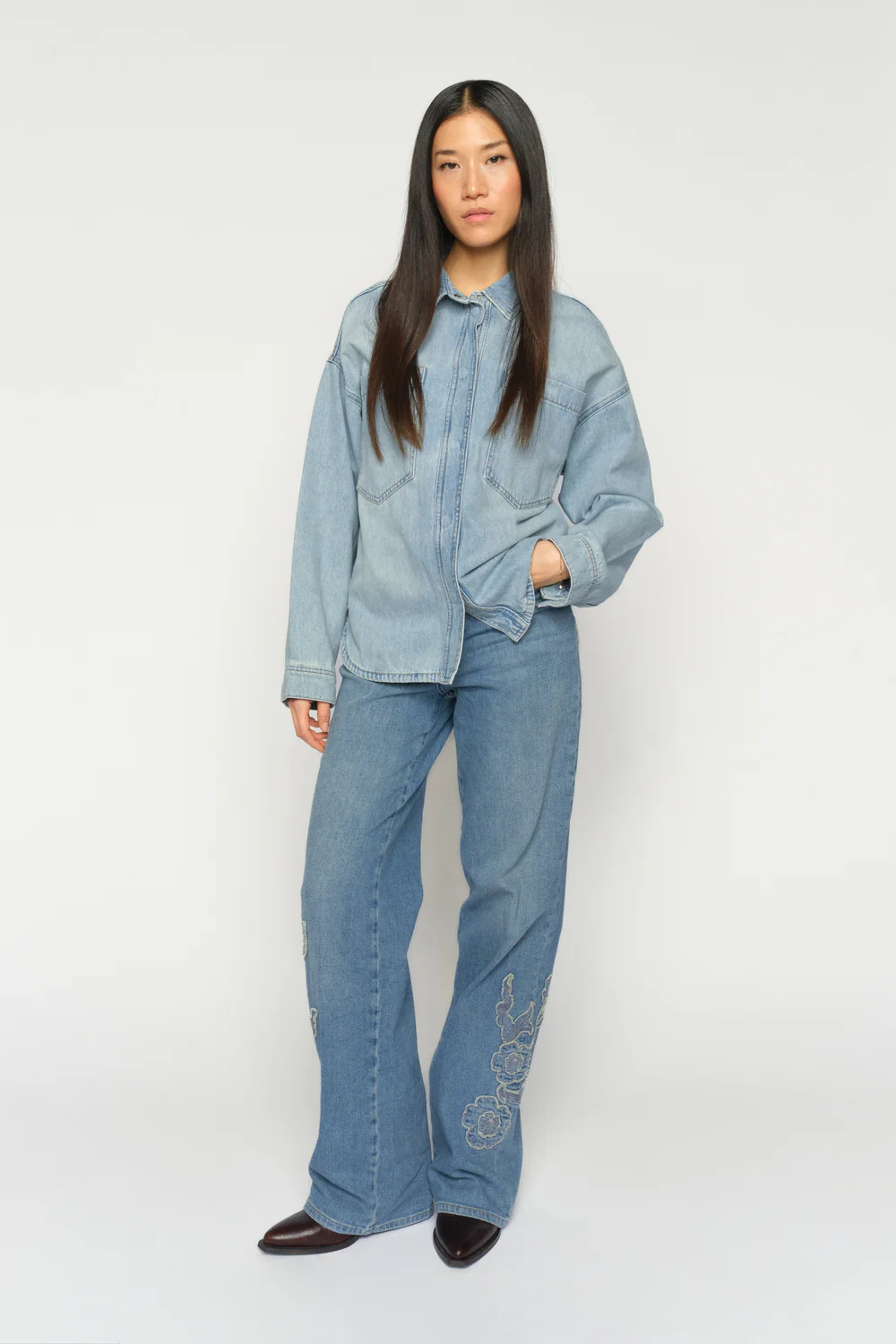 Emm Flower Shirt | Light Blue | Skjorte fra Mos Mosh - Image 7