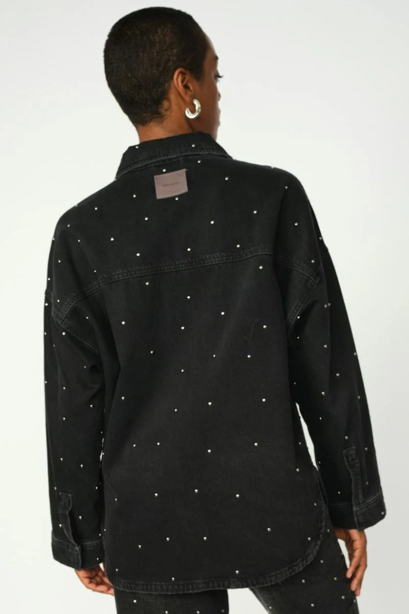 Emme Studs Shirt | Dark Grey Denim | Skjorte fra Mos Mosh - Image 3