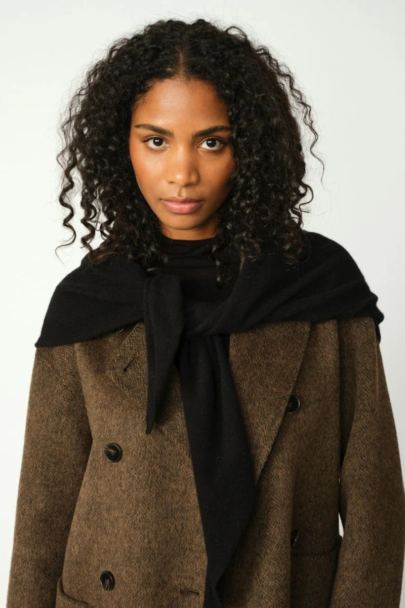 Enata Cashmere Knit Scarf | Black | Tørklæde fra Mos Mosh - Image 2
