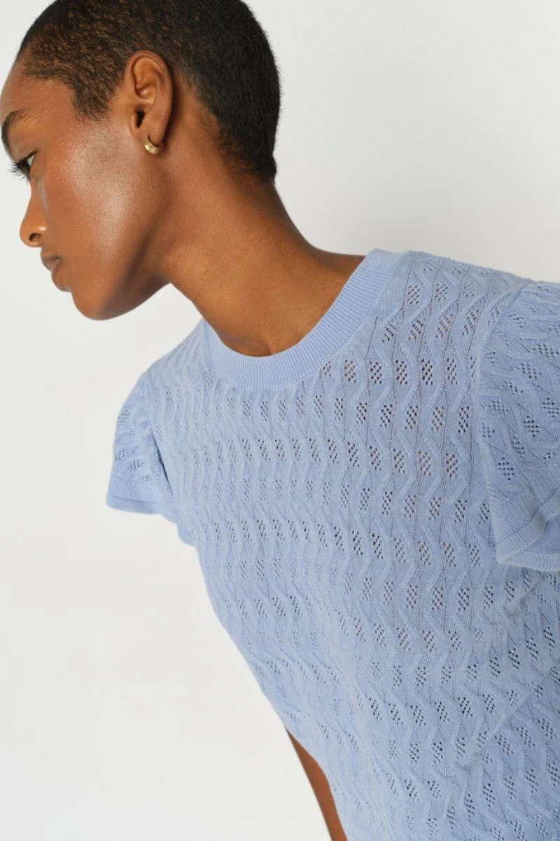 Ganna Pattern O-Neck Knit Top | Brunnera Blue | Strik fra Mos Mosh - Image 4