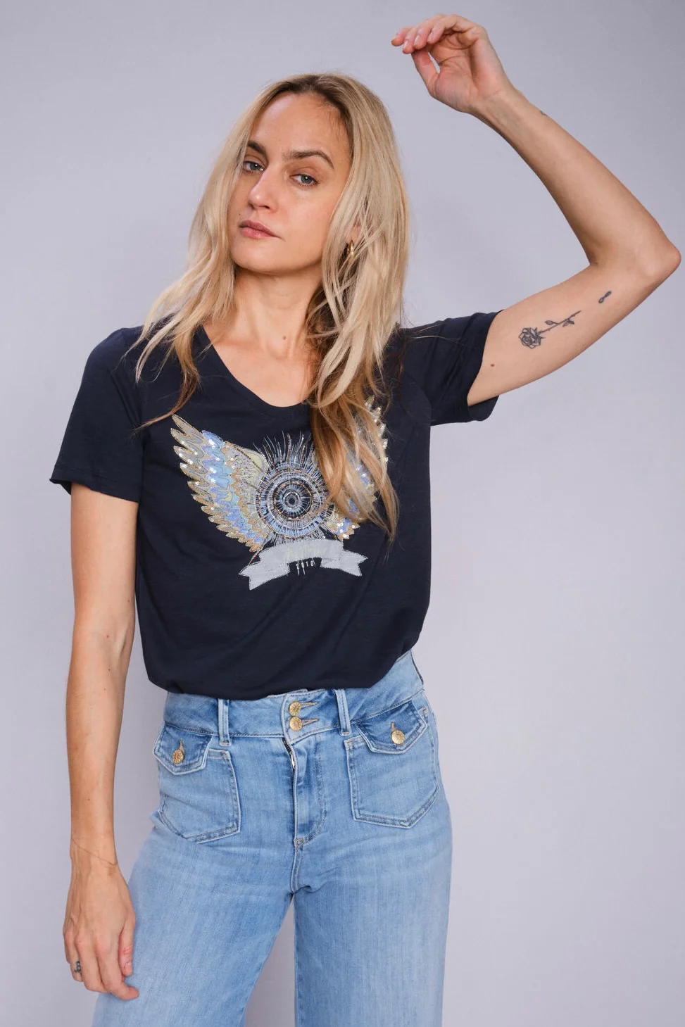 Gethi Deco Tee | Salute Navy | T-shirt fra Mos Mosh - Image 7