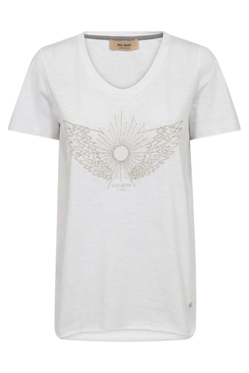 Gethi O-SS Glam Tee | White | T-shirt fra Mos Mosh - Image 2