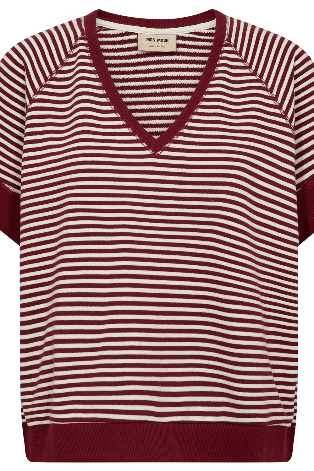Holt V-SS Stripe Sweatshirt | Cabernet | Bluse fra Mos Mosh - Image 2