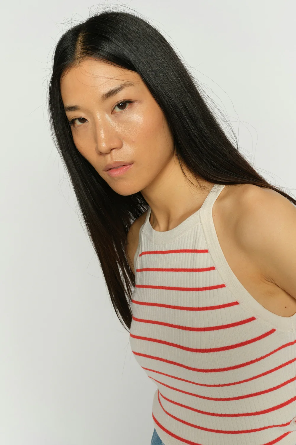 Imanja Caliz Stripe Knit Top | Spicy Orange | Strik fra Mos Mosh