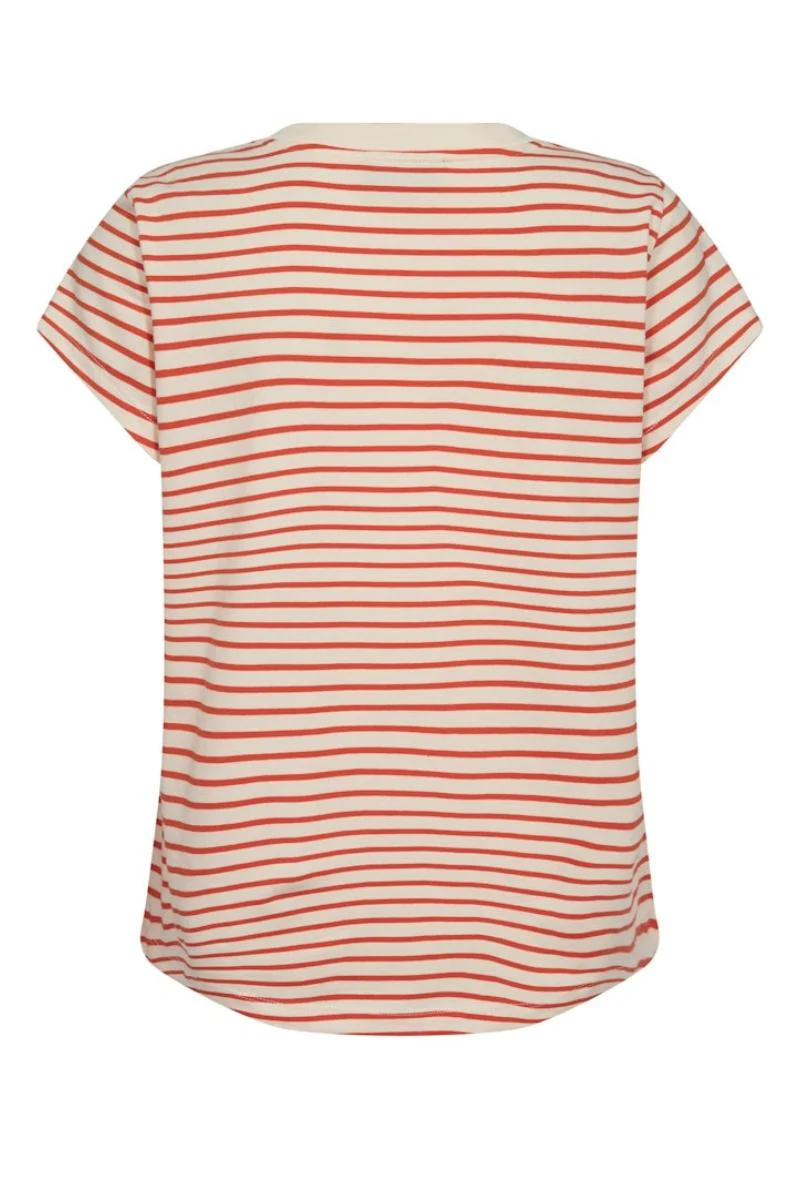 Kala V-SS Stripe Tee | Spicy Orange | T-Shirt fra Mos Mosh - Image 3