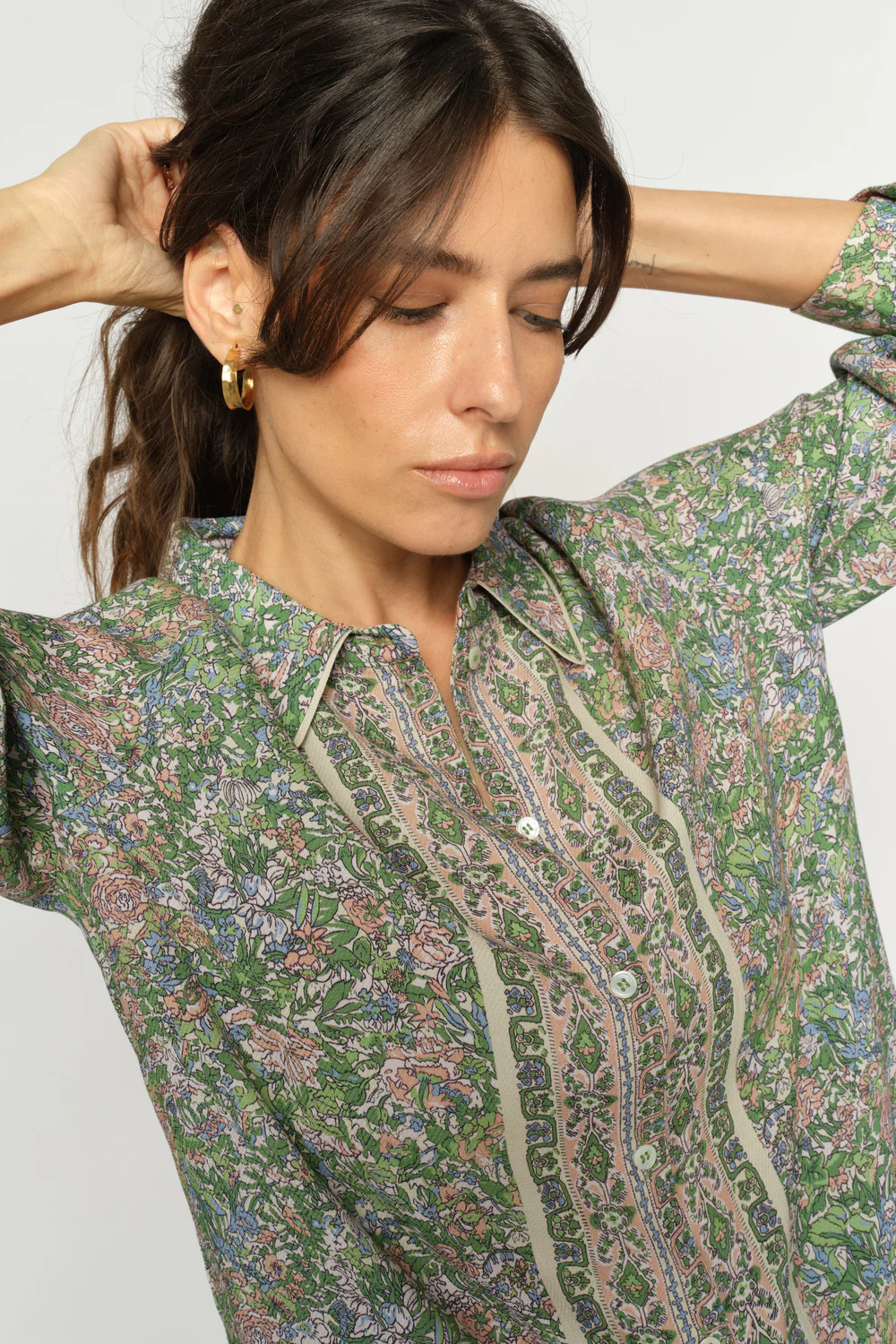 Kana Flowish Orchid Shirt | Turf Green | Skjorte fra Mos Mosh - Image 8