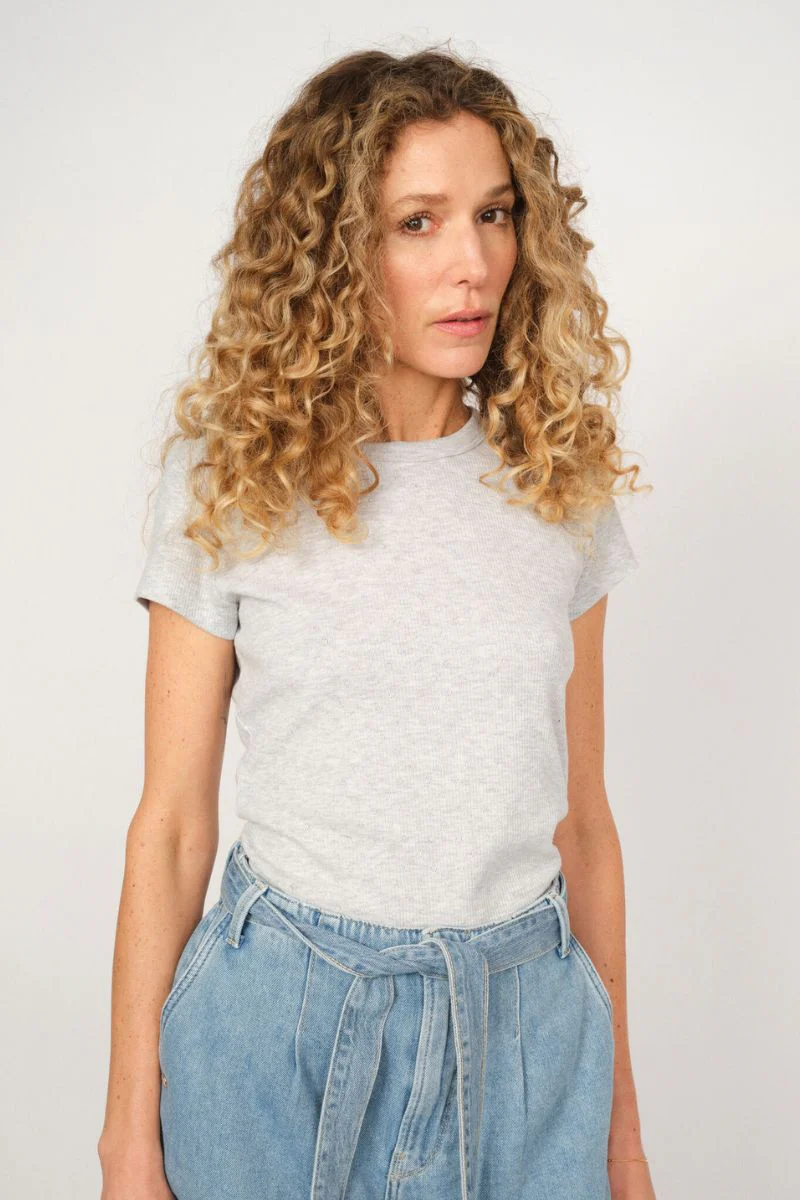 Lago O-SS Tee | Light Grey Melange | T-shirt fra Mos Mosh