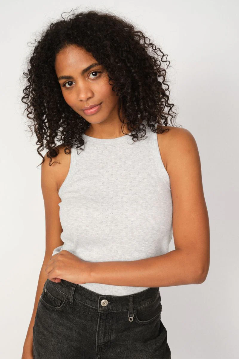 Lago Tank Top | Light Grey Melange | T-shirt fra Mos Mosh