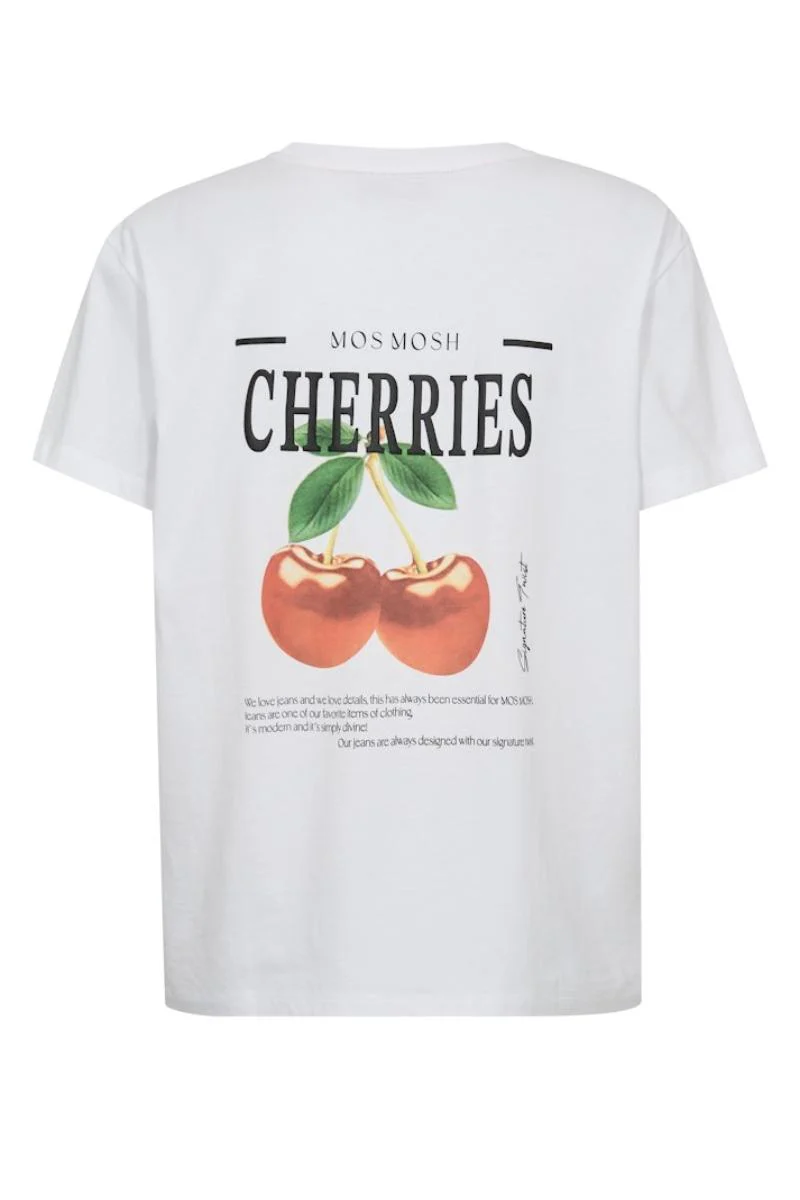 Lail O-SS Cherry Tee | White | T-Shirt fra Mos Mosh - Image 2