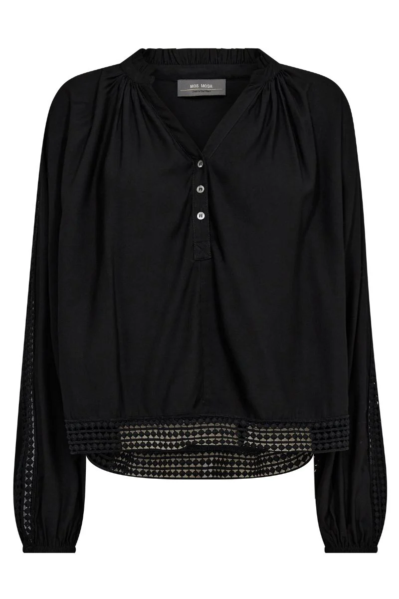 Macha Lace Blouse | Black | Bluse fra Mos Mosh