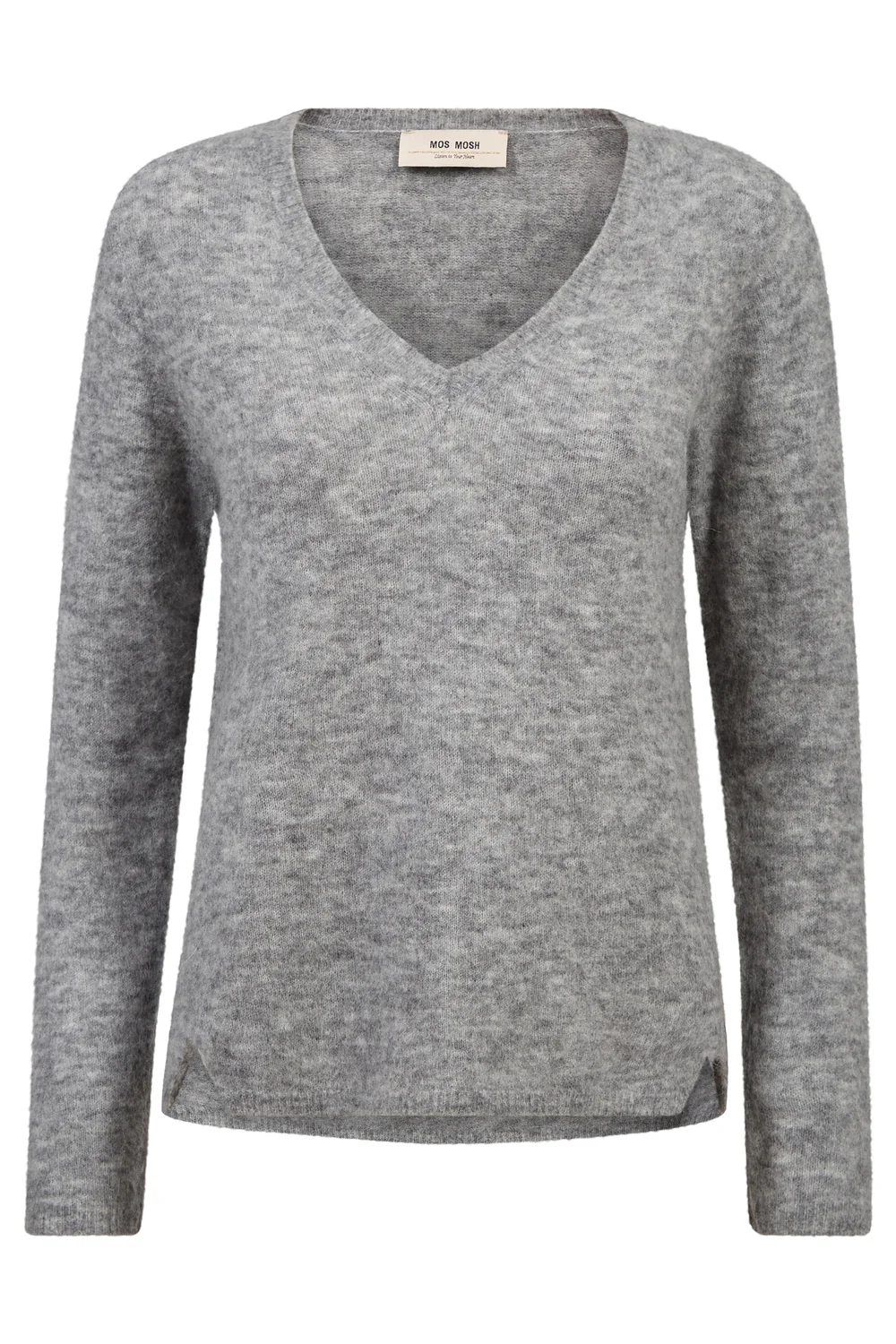 Mape Sophia V-Neck Knit | Grey Melange | Strik fra Mos Mosh