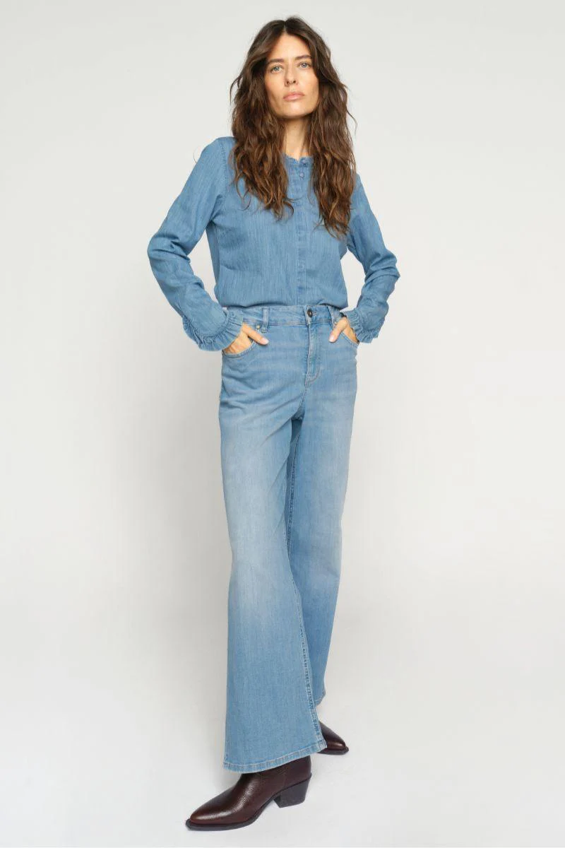 Mattie Denim Shirt | Mid Blue | Skjorte fra Mos Mosh - Image 4