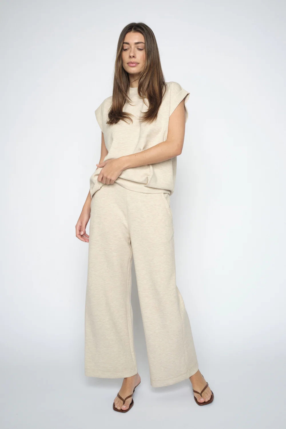 Namara Short Sweatpant Cropped | Sesame | Bluse fra Mos Mosh - Image 5