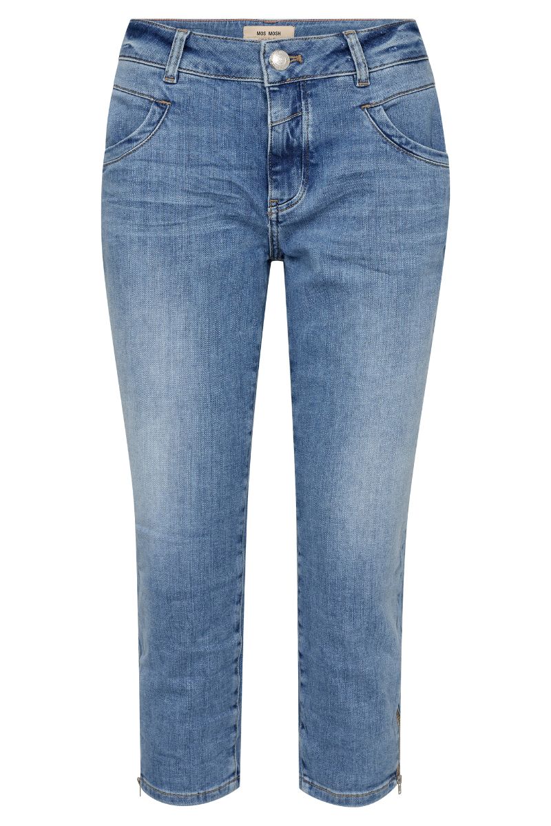Naomi Olympos Jeans Capri | Mid Blue | Jeans fra Mos Mosh