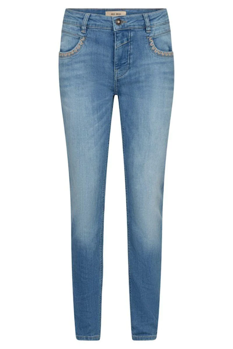 Naomi Salute Emb. Jeans 30' | Mid Blue | Jeans fra Mos Mosh