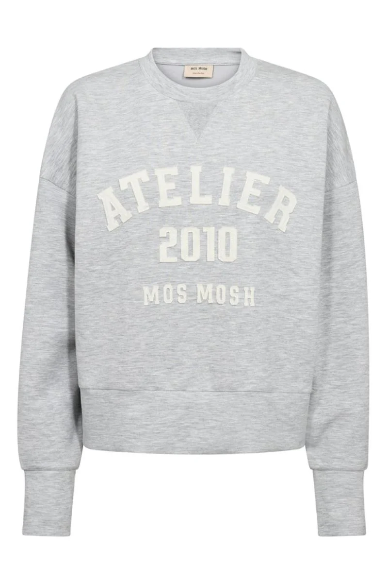 Nima O-LS Sweatshirt | Grey Melange | Bluse fra Mos Mosh - Image 2