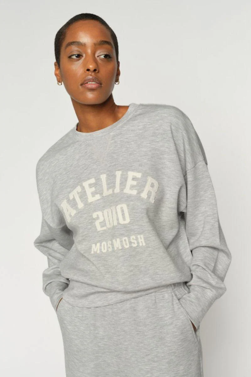 Nima O-LS Sweatshirt | Grey Melange | Bluse fra Mos Mosh - Image 8