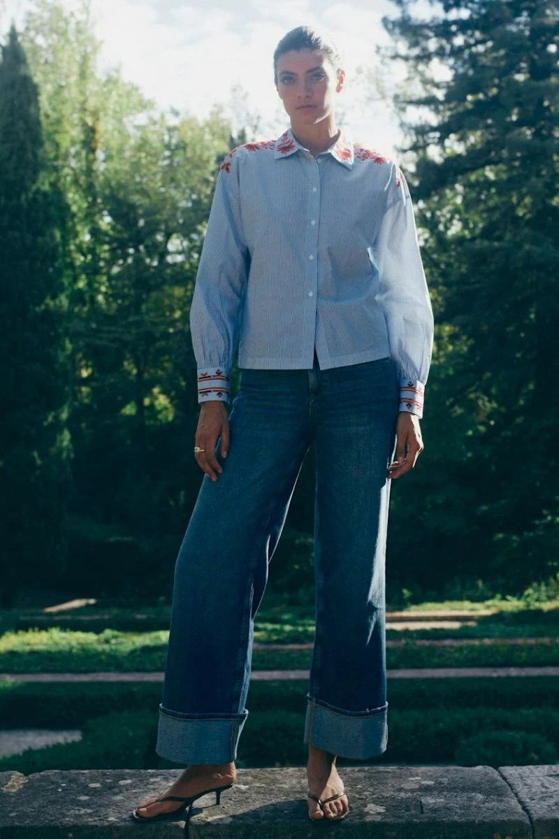 Osmo Stripey Shirt | Brunnera Blue | Skjorte fra Mos Mosh