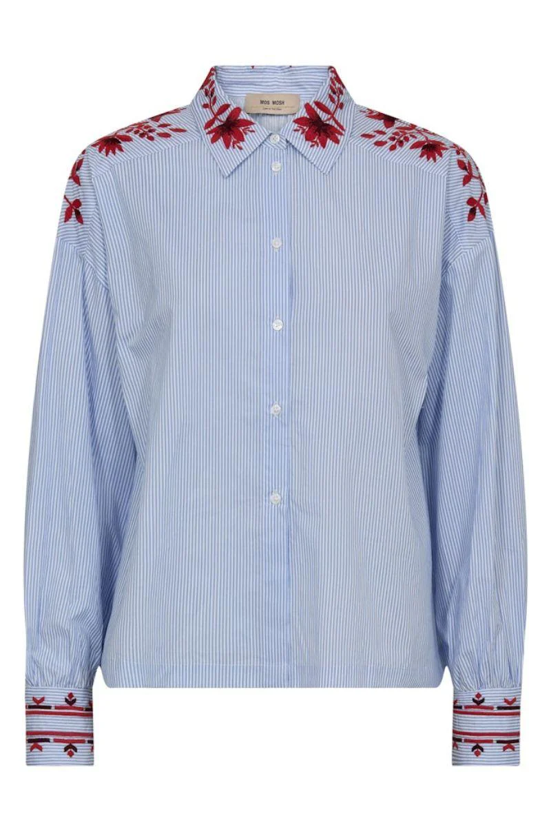 Osmo Stripey Shirt | Brunnera Blue | Skjorte fra Mos Mosh - Image 2