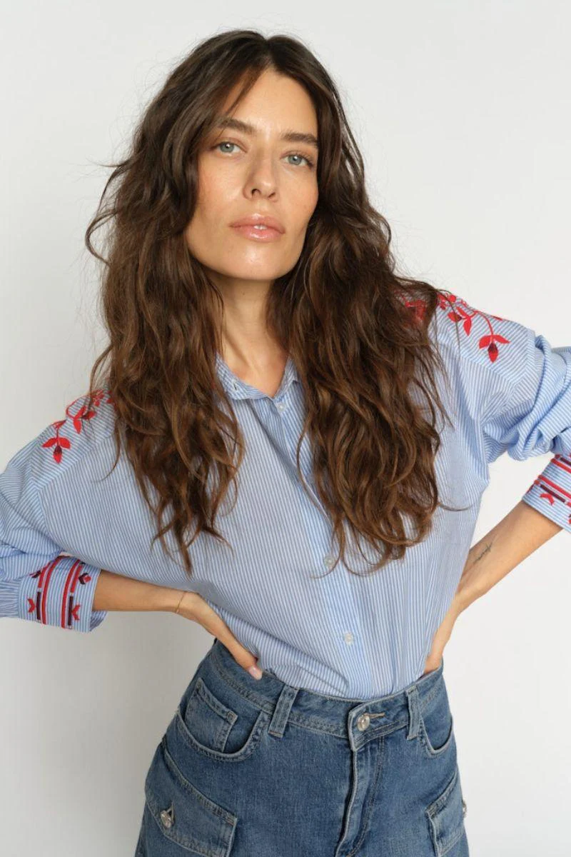 Osmo Stripey Shirt | Brunnera Blue | Skjorte fra Mos Mosh - Image 6