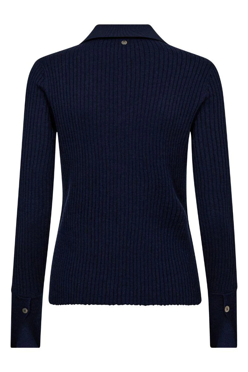 Relena Rib Polo Knit | Maritime Blue | Strik fra Mos Mosh - Image 4