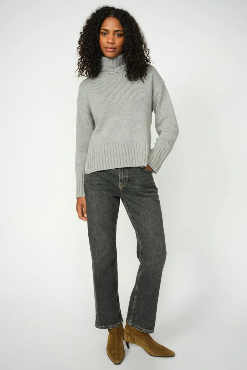 Rola Bine Rollneck Knit | Grey Melange | Strik fra Mos Mosh - Image 3