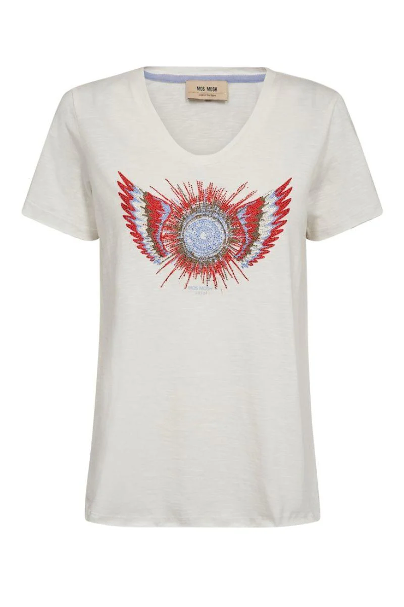 Romi Gethi O-SS Glam Tee | Ecru | T-Shirt fra Mos Mosh - Image 2