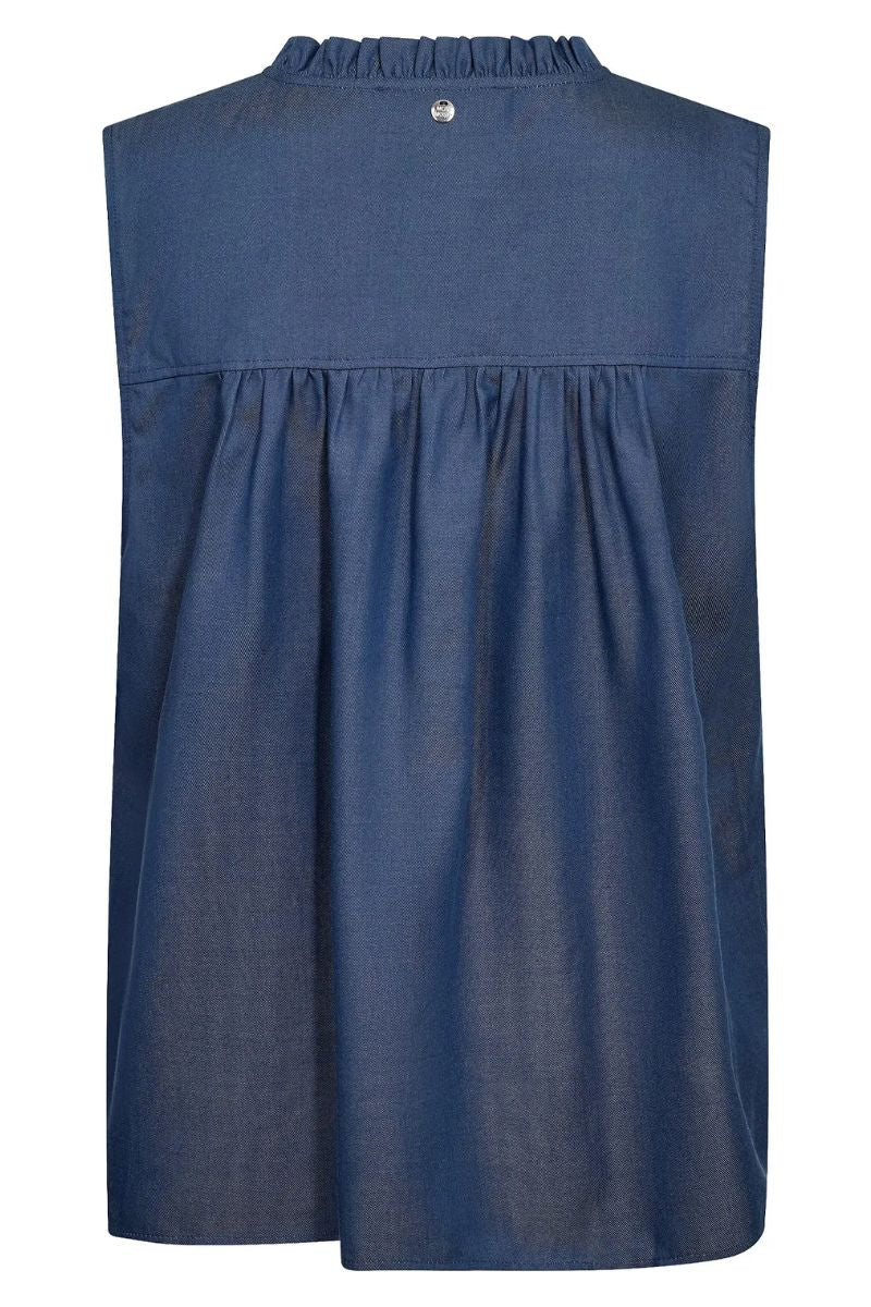 Solandra SL Denim Blouse | Mid Blue | Bluse fra Mos Mosh - Image 2