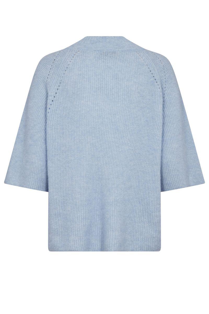 Taci 3/4 V-Neck Knit | Cashmere Blue | Strik fra Mos Mosh - Image 2