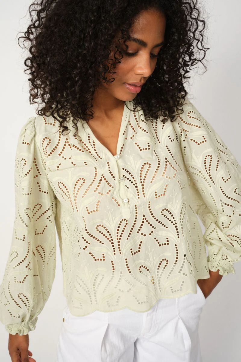 Tazzin Caza Blouse | Celadon Tint | Bluse fra Mos Mosh - Image 2