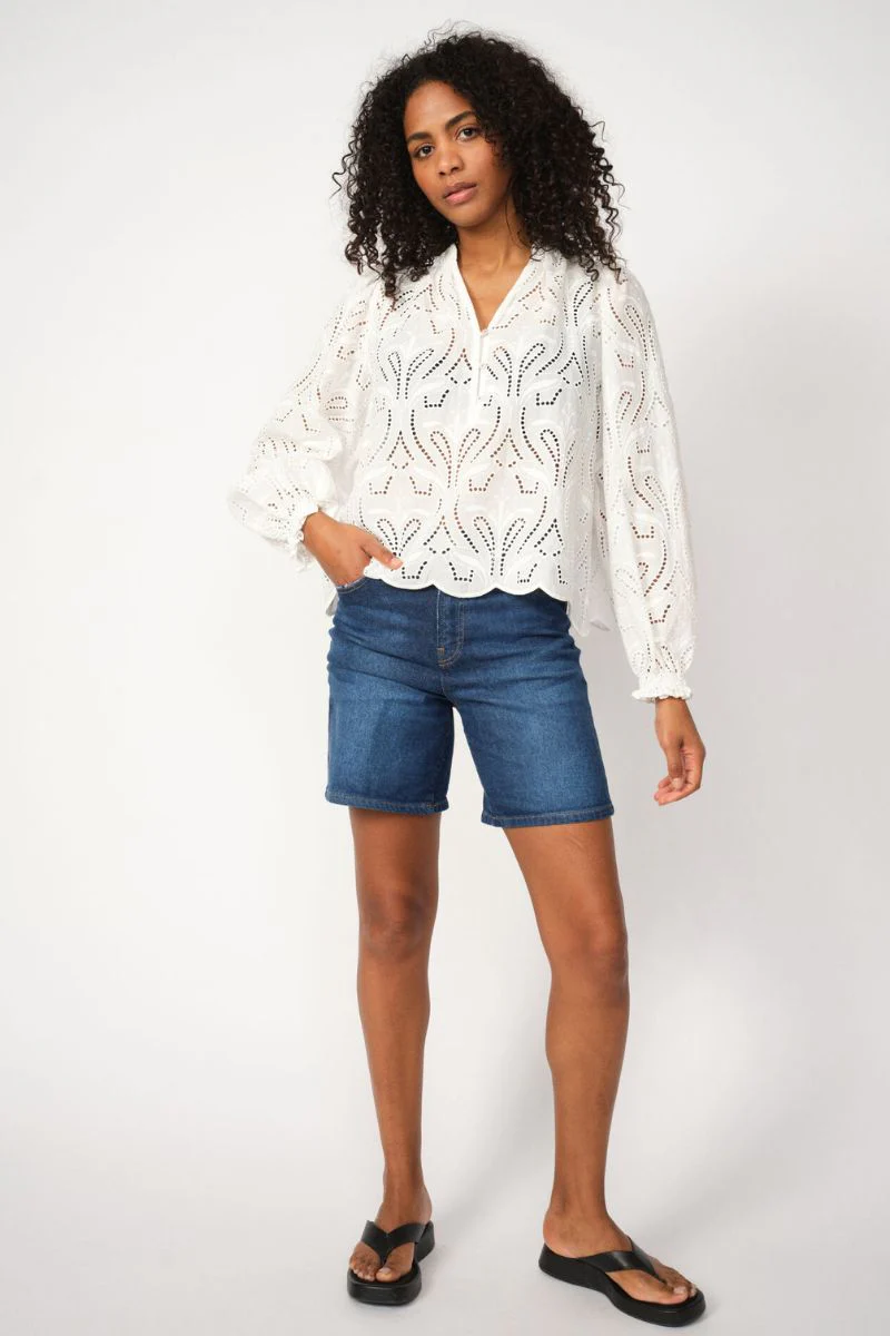 Tazzin Caza Blouse | White | Bluse fra Mos Mosh - Image 8