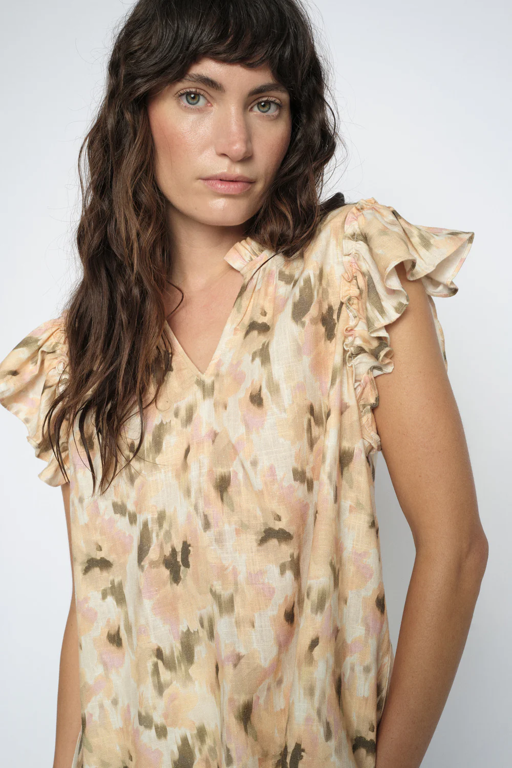 Tea Flower Field Blouse | Burnt Olive | Bluse fra Mos Mosh