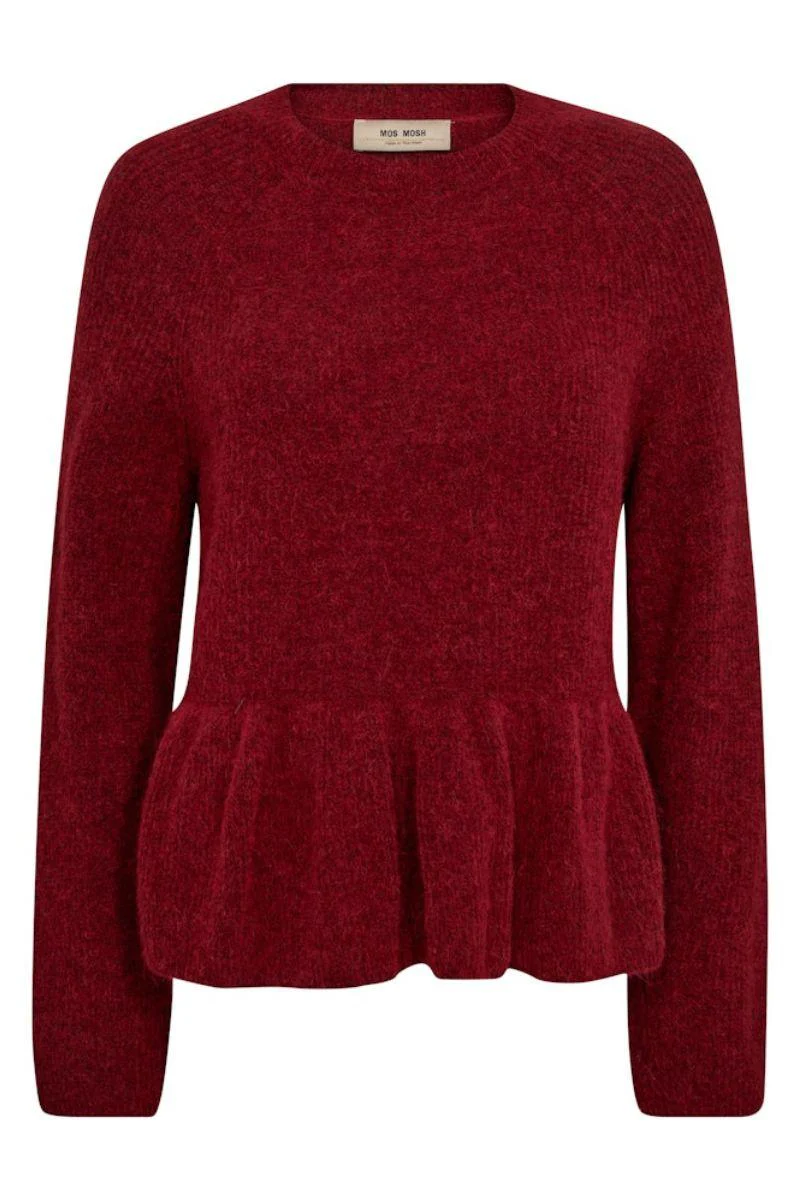 Thora O-Neck Frill Knit | Rhythmic Red | Strik fra Mos Mosh - Image 2
