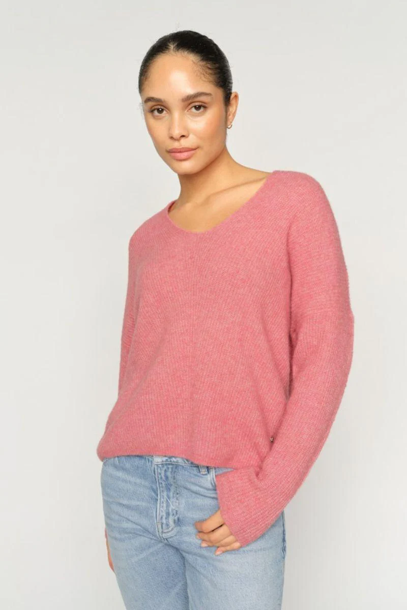 Thora V-Neck Knit | Dusty Rose | Strik fra Mos Mosh