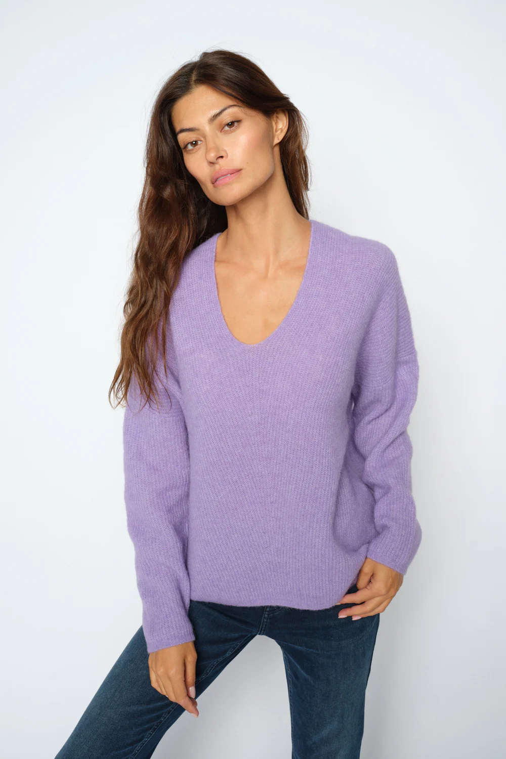 Thora V-Neck Knit | Violet Tulip | Strik fra Mos Mosh
