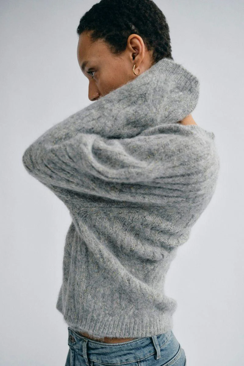 Unnur Hale V-neck Knit | Drizzle | Strik fra Mos Mosh - Image 9