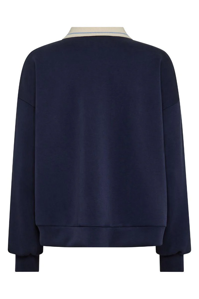 Vada Polo Sweatshirt | Maritime Blue | Bluse fra Mos Mosh - Image 4