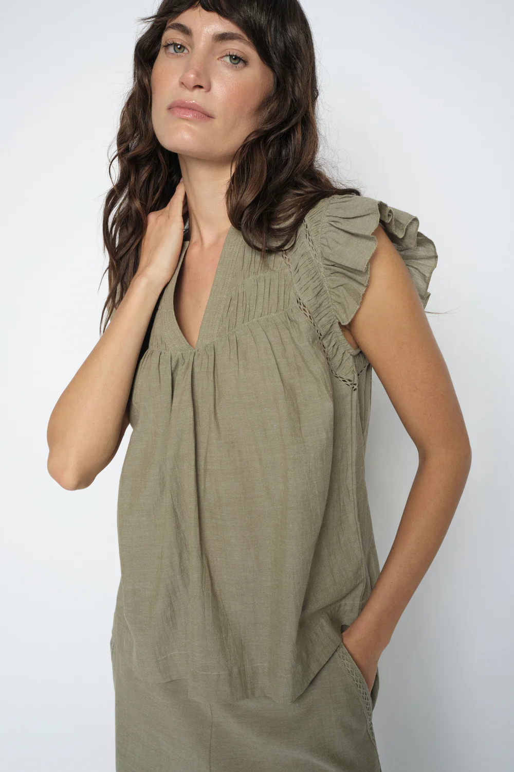 Woda Izha Blouse | Burnt Olive | Bluse fra Mos Mosh