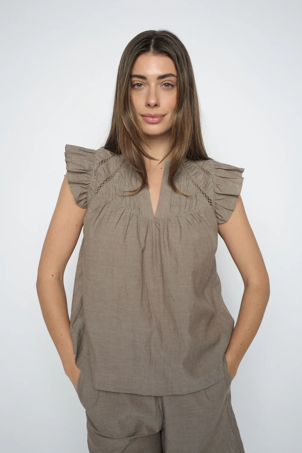 Woda Izha Blouse | Chocolate Chip | Bluse fra Mos Mosh