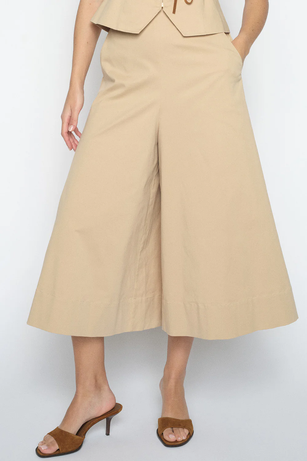 Zuri Tenca Pant Capri | Sesame | Bukser fra Mos Mosh