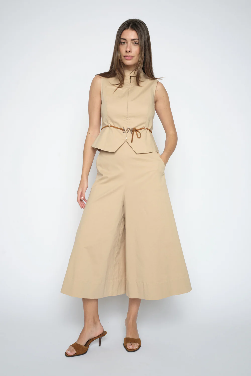 Zuri Tenca Pant Capri | Sesame | Bukser fra Mos Mosh - Image 4