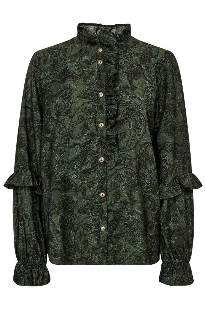 Molin Blouse 207073 | Kombu Green W. Black | Bluse fra Freequent