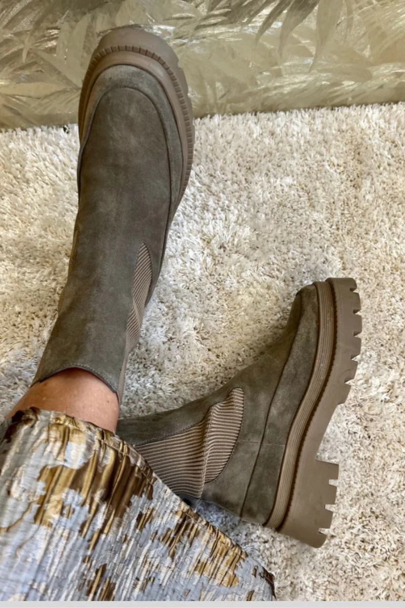 My Girl And Me Suede | Taupe/Army | Støvle fra Copenhagen Shoes